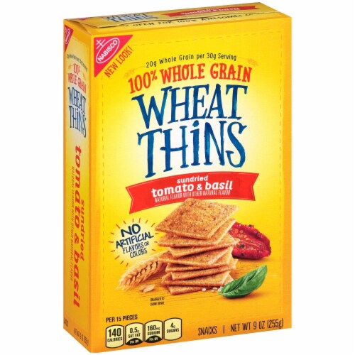 Wheat Thins Whole Grain Sundried Tomato & Basil Flavored Crackers Perspective: left