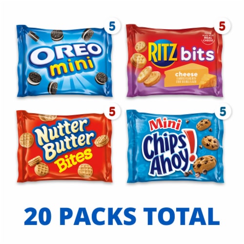 OREO CHIPS AHOY! Nutter Butter RITZ Bits Cookies & Crackers Variety Pack Perspective: left