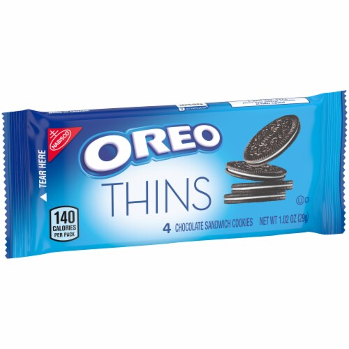 Oreo Thins Chocolate Sandwich Cookies Perspective: left