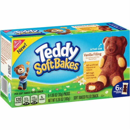 Teddy Soft Bakes Vanilla Filled Snacks Perspective: left
