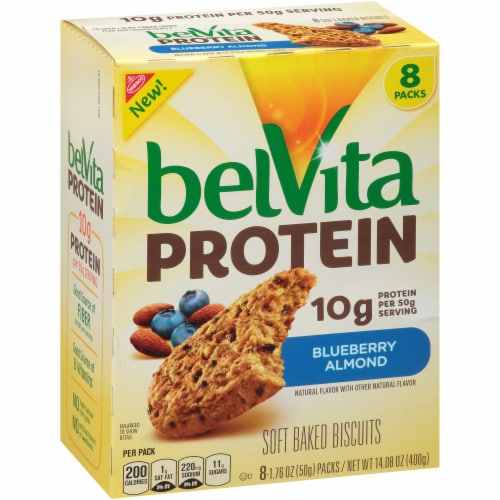 belVita Protein Blueberry Almond Soft Baked Biscuits Perspective: left
