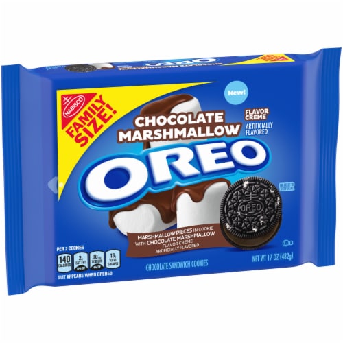 Oreo Chocolate Marshmallow Flavor Creme Chocolate Sandwich Cookies Perspective: left