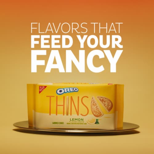 OREO Thins Lemon Creme Sandwich Cookies Family Size Perspective: left