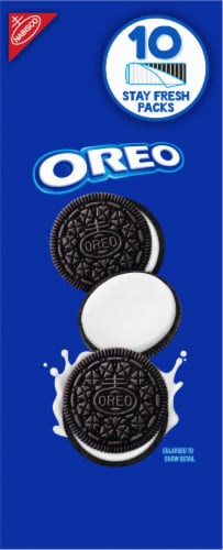 Oreo Chocolate Sandwich Cookies Stay Fresh Packs Perspective: left