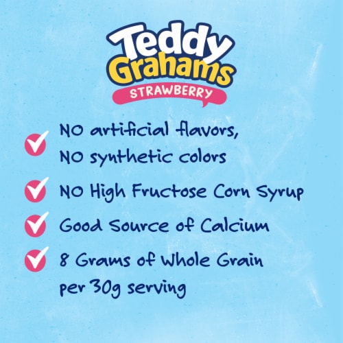 TEDDY GRAHAMS Strawberry Flavor Cookies Perspective: left