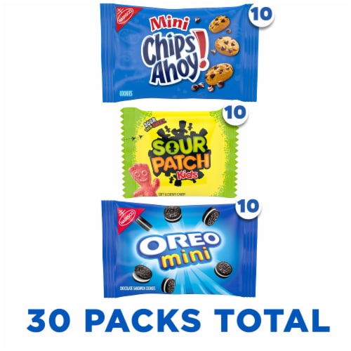 SOUR PATCH KIDS Candy OREO Mini Cookies and Mini CHIPS AHOY! Cookies & Candy Variety Pack Perspective: left