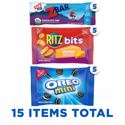 Zbar Chocolate Chip Snack Bars RITZ Bits Crackers & OREO Mini Cookies Variety Pack Perspective: left