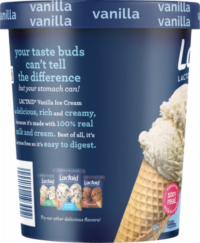 Lactaid Lactose Free Vanilla Ice Cream Tub Perspective: left