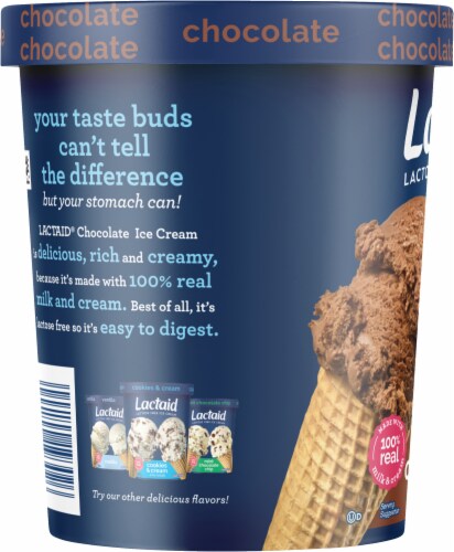 Lactaid Chocolate Ice Cream Ice Cream Tub Perspective: left