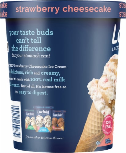 Lactaid® Lactose Free Strawberry Cheesecake Ice Cream Pint Perspective: left
