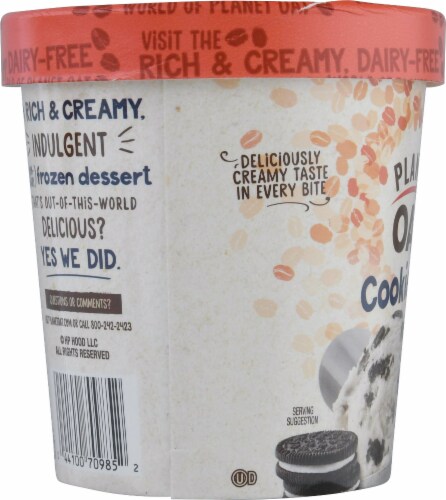 Planet Oat Cookies & Creme Oatmilk and Non Dairy Frozen Dessert Perspective: left