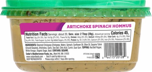 Cedar's Artichoke Spinach Hommus 20 oz Perspective: left