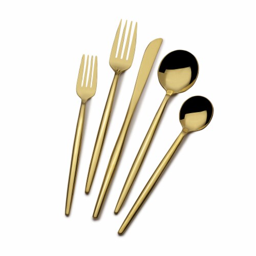 Towle Living Forged Shea Flatware Set - Gold Perspective: left