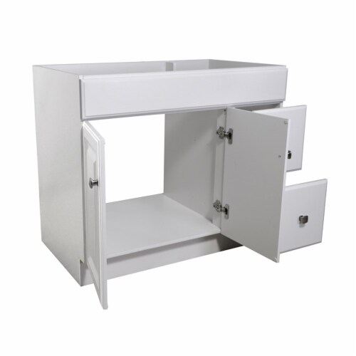 Wyndham 36-Inch 2-Door Bathroom Wood Vanity Without Top in White Perspective: left