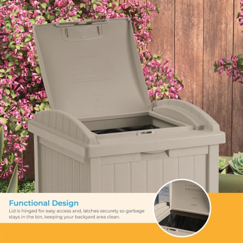 Suncast Trash Hideaway Outdoor 33 Gallon Garbage Waste Can Bin