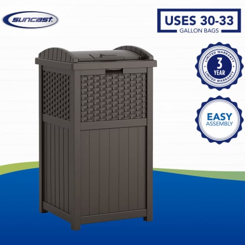 Suncast® Trashcan Hideaway Outdoor Garbage Waste Bin - Brown Perspective: left