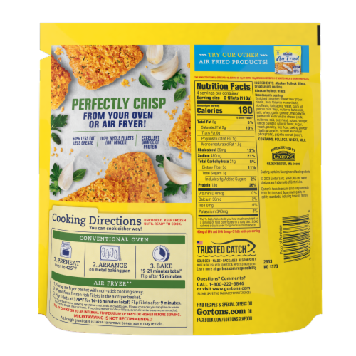 Gorton's Air Fried Garlic & Herb Fish Fillets, Wild Caught Pollock, Frozen Perspective: left