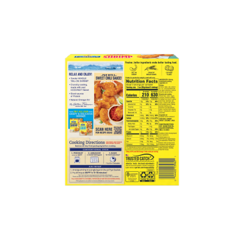 Gorton’s Coconut Shrimp, Whole Shrimp, Breaded Tail-On-Shrimp, Frozen Perspective: left