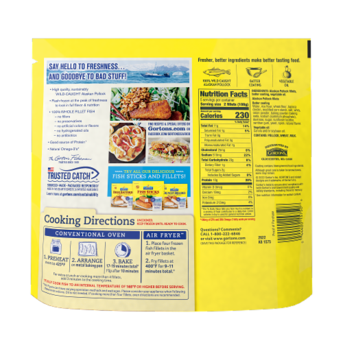 Gorton’s Crispy Battered Fish 100% Whole Fillets (Not Minced), Wild Caught Alaskan Pollock, Frozen Perspective: left