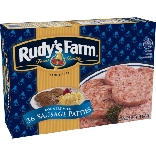 Rudy's Farm® Uncooked Country Mild Sausage Patties Perspective: left