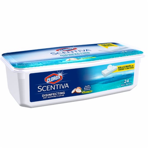 Clorox Scentiva Pacific Breeze & Coconut Disinfecting Wet Mopping Cloths Perspective: left