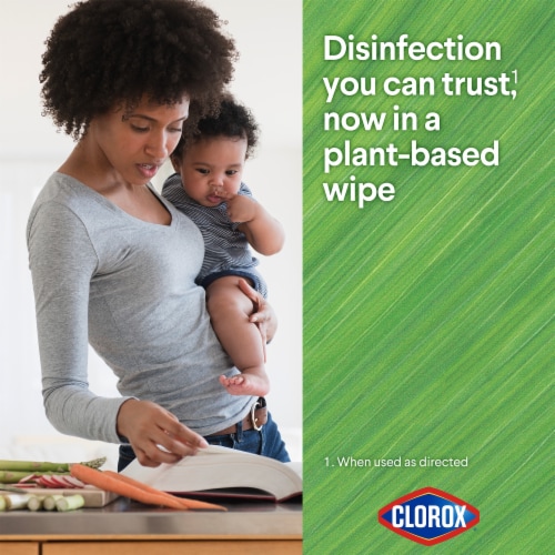 Clorox Lemon Zest Plant-Based Disinfecting Wipes Perspective: left
