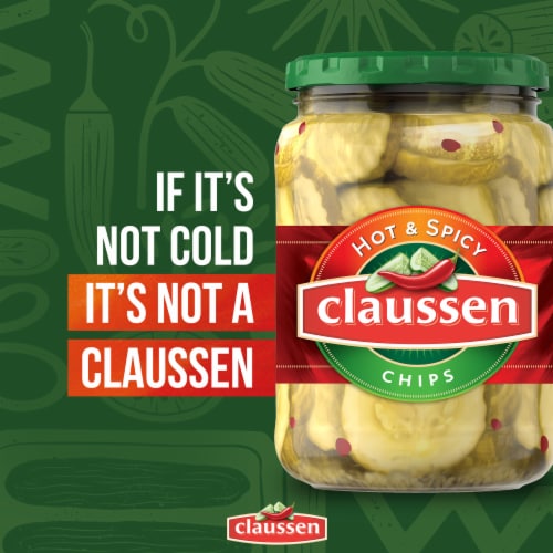 Claussen Hot & Spicy Pickle Chips Perspective: left