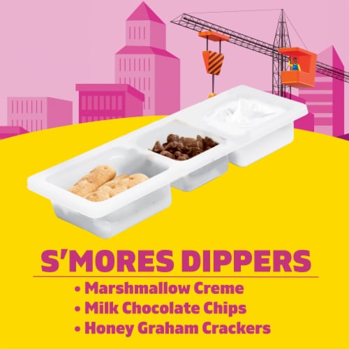 Lunchables S'mores Dippers with Graham Sticks Chocolate Chips & Marshmallow Creme Snack Pack Perspective: left