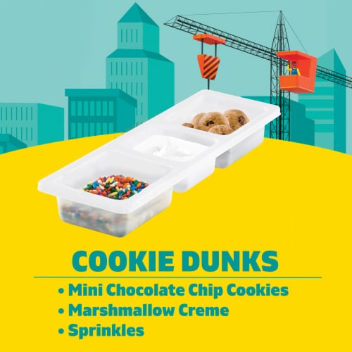 Lunchables Cookie Dunks Snack Pack with Mini Chocolate Chip Cookies Marshmallow Creme & Sprinkles Perspective: left