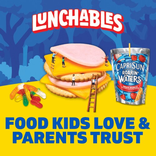 Lunchables Turkey & Cheddar Cracker Stackers with Capri Sun Juice & Gummy Worms Kids Lunch Meal Kit Perspective: left
