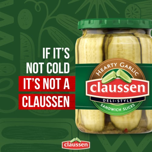 Claussen Hearty Garlic Deli-Style Sandwich Pickle Slices Perspective: left