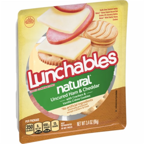 Lunchables Natural Uncured Ham & Cheddar Cheese Snack Kit with Crackers & Vanilla Creme Cookies Perspective: left