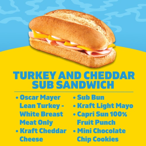 Lunchables Turkey & Cheddar Sub Sandwich with Capri Sun Juice & Cookies Kids Lunch Meal Kit Perspective: left