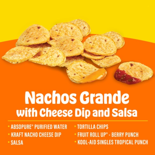 Lunchables Uploaded Nachos Grande with Cheese Dip and Salsa Snack Kit, Box Perspective: left