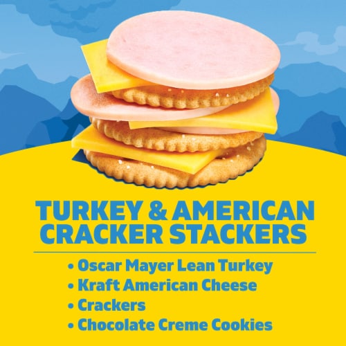 Lunchables Turkey and American Cheese Stackers with Chocolate Creme Sandwich Cookies, Pack, Trays Perspective: left