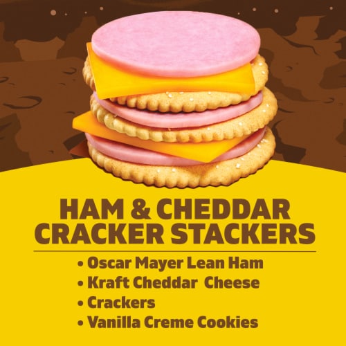 Lunchables Ham and Cheddar Cracker Stackers with Cookies for School Lunch or Easy Snack Trays Perspective: left