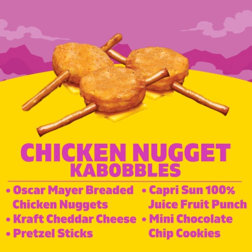 Lunchables Chicken Popper Kabobbles with Cheese Pretzels Capri Sun & Cookies Kids Lunch Meal Kit Perspective: left