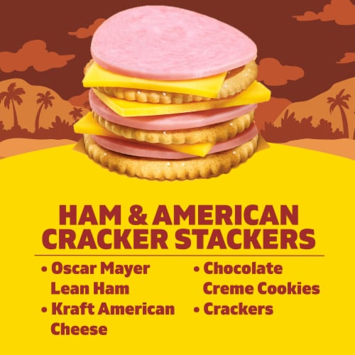 Lunchables Ham & American Cracker Stackers with Chocolate Creme Cookies Snack Kit, Tray Perspective: left