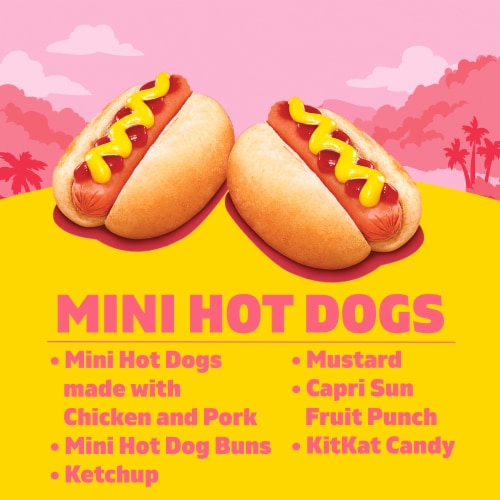 Lunchables Mini Hot Dogs with Capri Sun Drink & Kit Kat Candy Kids Lunch Meal Kit Perspective: left