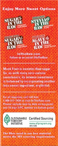 Monk Fruit In The Raw® Zero Calorie Sweetener Packets Perspective: left