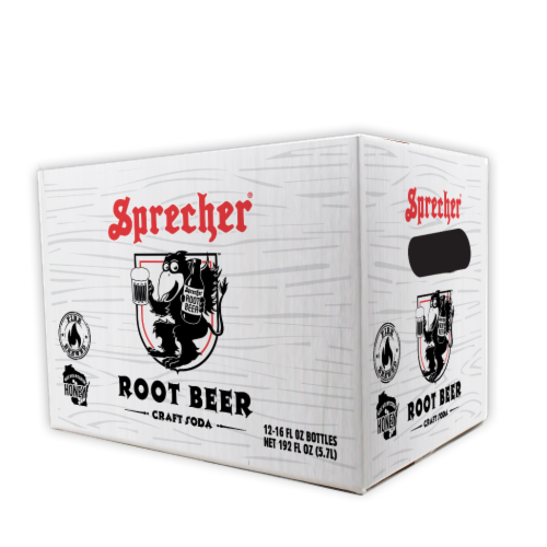 Sprecher® Fire Brewed Root Beer Bottles Case Perspective: left