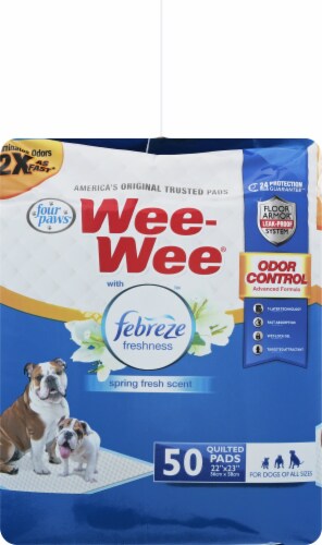 Four Paws Febreze Spring Fresh Scent Wee-Wee Pads Perspective: left