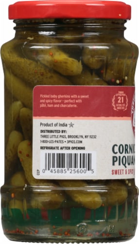 Trois Petits Cochons™ Sweet & Spicy Cornichons Piquants Perspective: left