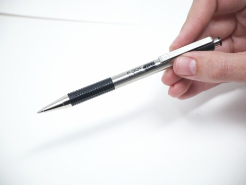 Zebra Pen F-301 Stainless Steel Retractable Ballpoint Pen, 0.7mm, Black Ink 2-Pack Perspective: left