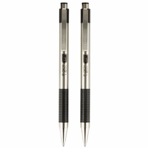 F-301 Ballpoint Stainless Steel Retractable Pen, Bold Point, 1.6mm, Black Ink, 2-Count Perspective: left