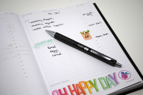 G-350 Retractable Gel Pen in Black Rapid Dry Ink, with 2 Bonus Refills, Blue and Red, 0.7 mm, 2-Pack Perspective: left