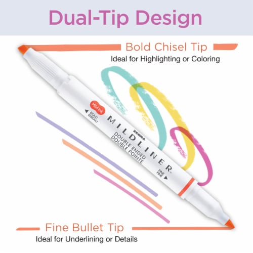 Zebra Pen Mildliner Double-Ended Creative Highlighter Set - Assorted Colors 5-Pack Perspective: left
