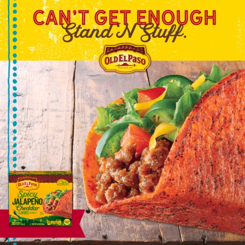 Old El Paso™ Spicy Jalapeño Cheddar Flavored Stand 'N Stuff™ Taco Shells Perspective: left