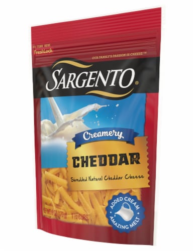 Sargento® Creamery Shredded Cheddar Cheese Perspective: left
