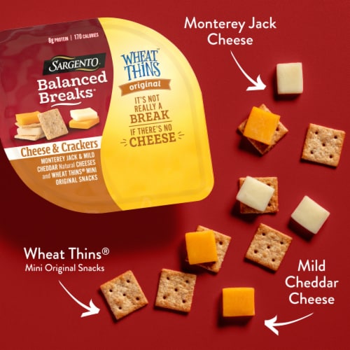 Sargento® Balanced Breaks® Monterey Jack and Mild Cheddar Cheese with Mini Wheat Thins Snack Pack Perspective: left